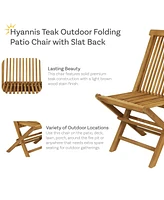Hyannis Solid Teak Outdoor Folding Dining Chairs - Light Wood Stain Finish - 1 Chair