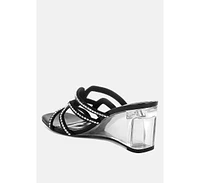 Caqueta Metallic Rhinestone Clear Wedge Sandals