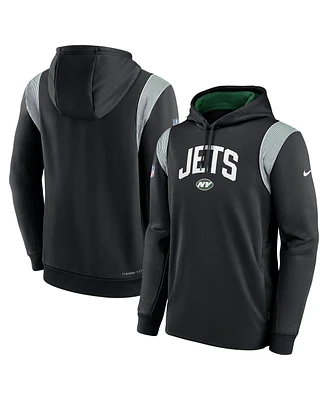 Nike Men's Black New York Jets Sideline Athletic Stack Performance Pullover Hoodie