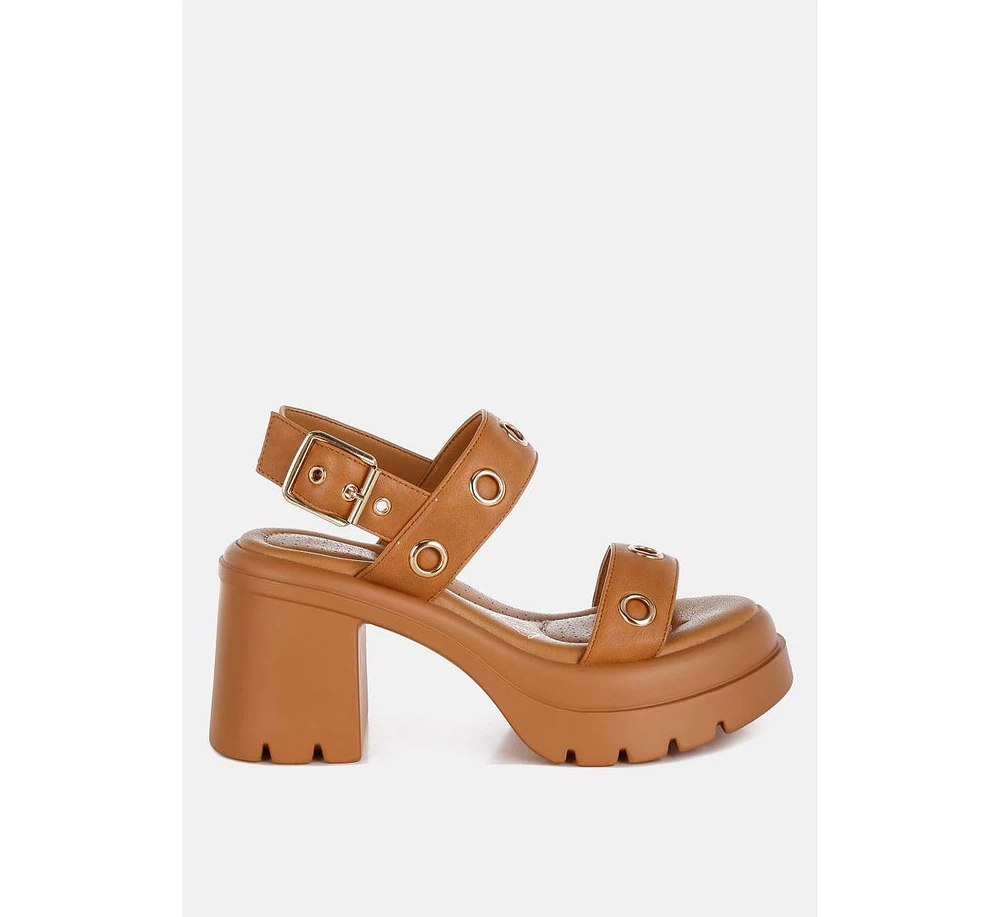 Urla Eyelet Detail Platform Heel Sandals