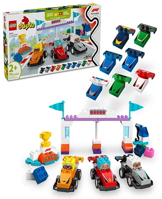 Lego Duplo Town F1 Team Race Cars Drivers Building Toy 10445, 70 Pieces