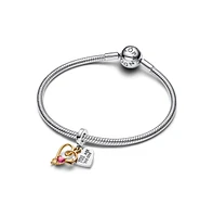 Pandora Engravable Heart and Arrow Double Dangle Charms