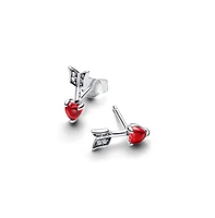 Pandora Arrow and Murano Glass Heart Stud Earrings