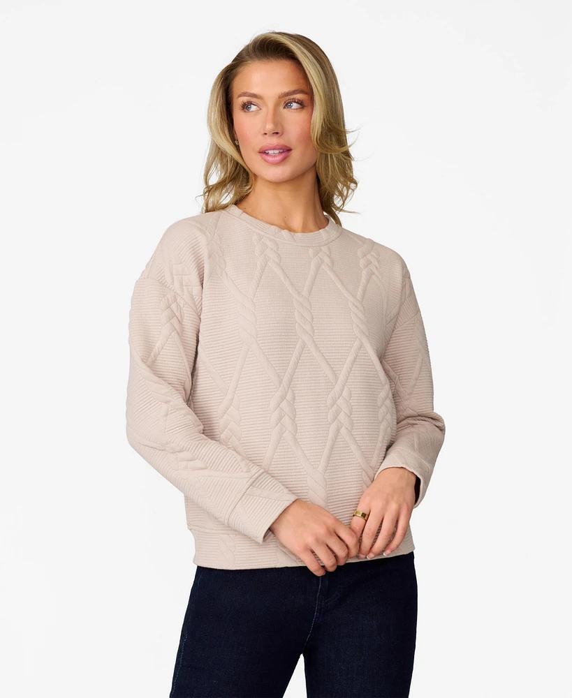 Cable & Gauge Women's Quilted Crewneck Classic Sweatshirt