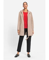 Olsen Women's Long Wind Repellant Hooded Jacket