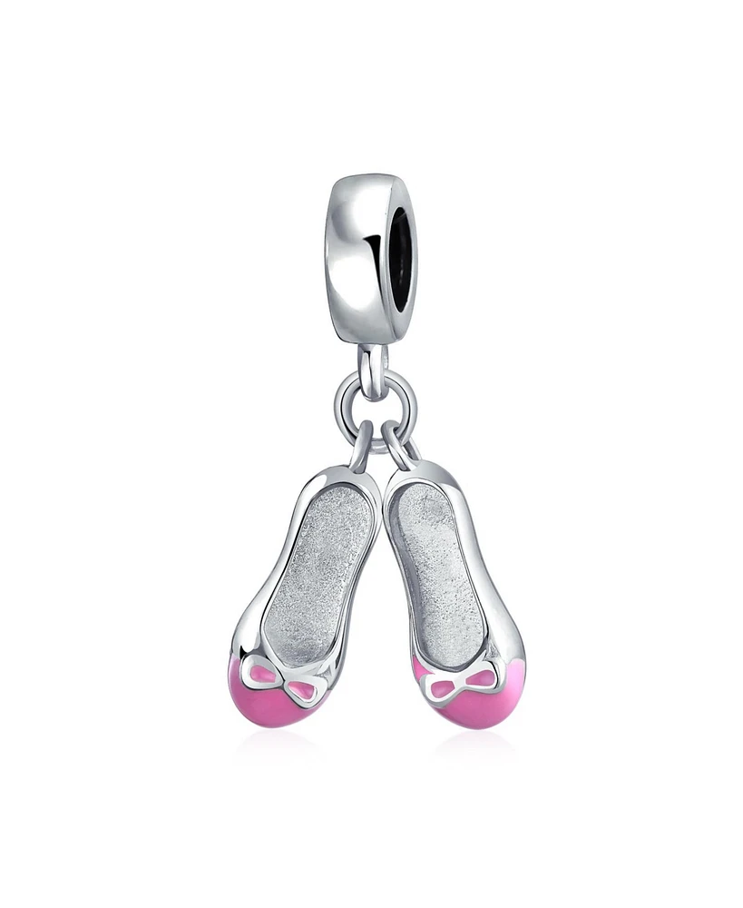 Bling Jewelry Pink White Prima Ballerina Charm Bead Sterling Silver European Bracelet
