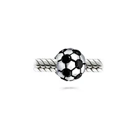 Bling Jewelry Black Cz Soccer Ball Mom Football Player Charm Bead Silver European Bracelet