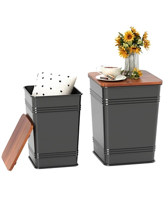 Homcom Ottoman with Storage Set of 2, Ottoman Stool with Metal Frame,