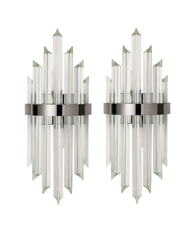 Moose Modern Glass Rod Wall Sconces Titanium Black Finish Set of 2