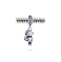 Bling Jewelry Cartoon Cheerleader Soccer Player Dangle Charm Bead Sterling Silver for Bracelet