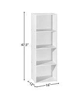 Hodedah 12 x 16 x 47 Inch 4 Shelf Bookcase and Office Organizer, White Finish