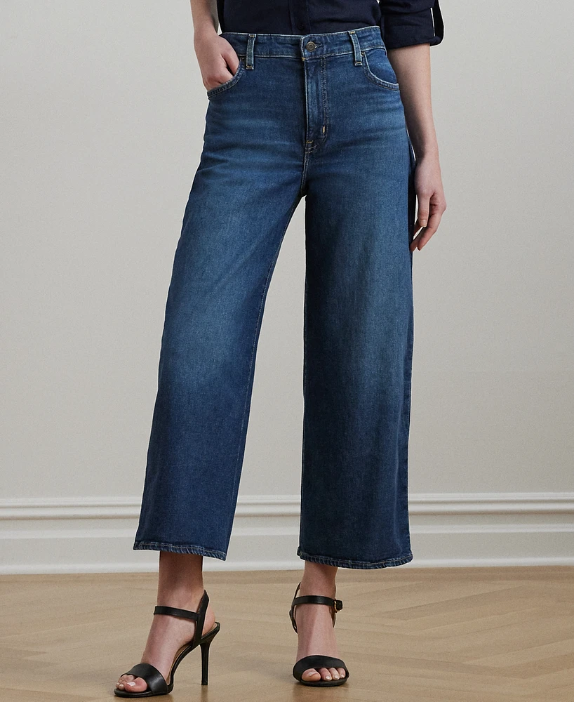 Lauren Ralph Petite High-Rise Wide-Leg Cropped Jeans