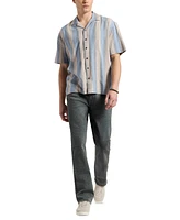 Men's Salaman Short Sleeve Button-Front Striped Camp Shirt