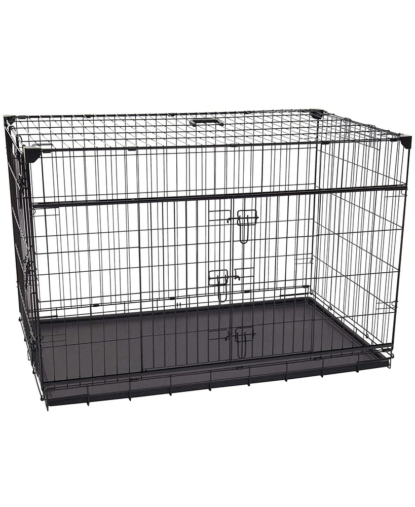 Lucky Dog Dwell Series 48 Inch Xl Kennel Secure Fenced Pet Dog Crate, Black