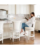 Maven Lane Pullman Wooden Swivel Kitchen Counter Stool, White Oak, Set of 2