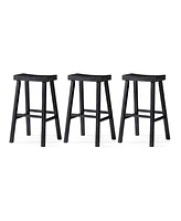 Maven Lane Vincent Wooden Rustic Aesthetic Kitchen Bar Stool, Set of 3