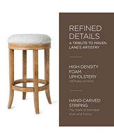 Maven Lane Eva Counter Stool in Weathered Oak Finish, Sand Color, Set of 4