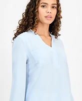 Ak Anne Klein 3/4-Sleeve Utility Blouse, Regular & Petite