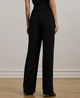Lauren Ralph Women's Pleated Stretch Jersey Wide-Leg Pants, Regular & Petite