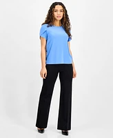 Ak Anne Klein Petite Tulip-Sleeve Scoop-Neck Top