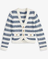 On 34th Women's Cotton Striped Curved-Hem Cardigan, Exclusively at Macy's