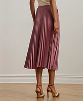 Lauren Ralph Women's Pleated Satin Charmeuse Skirt