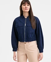 On 34th Women's Cropped Linen Utility Bomber, Exclusively at Macy's