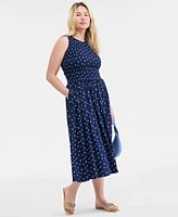 On 34th Women's Woven Printed Smocked Sleeveless Midi Dress, Exclusively at Macy's