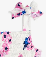 On 34th Little & Big Girls Mommy Me Woven Cotton Sketched Bouquet-Print Tie-Strap Smocked Dress, Exclusively at Macy's