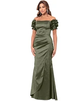 Xscape Women's Off-The-Shoulder Floral-Sleeve Dress