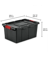Sterilite 15 Gallon Durable Rugged Industrial Tote with Red Latches, 18 Pack