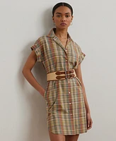 Lauren Ralph Women's Belted Cotton Madras Shirtdress