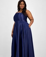 B Darlin Trendy Plus Satin Halter Gown