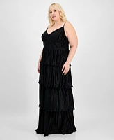 Emerald Sundae Trendy Plus Pleated Tiered Gown