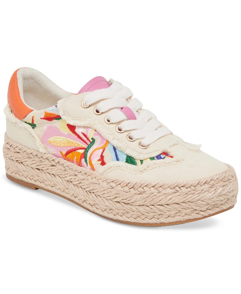 Dolce Vita Women's Fredy Platform Espadrille Lace-Up Floral Sneakers