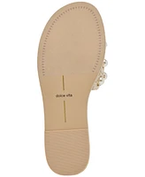 Dolce Vita Women's Harlyn Pearl Woven Raffia Slide Flat Sandals