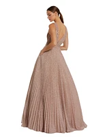 Mac Duggal Women's Shimmering Georgette Pleated Sleeveless Gown