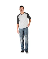 Level 7 Men's Slim Straight Destroyed Sanding Whiskering Premium Jeans