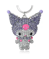 Sanrio Kuromi Crystal Keychain Bag Travel Charm – Sparkling Purple and Silver Rhinestones