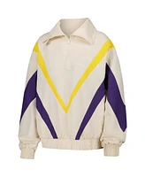 Terez Women's White Los Angeles Lakers Retro Chevron Ripstop Quarter-Zip Windbreaker Jacket