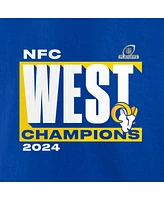 Fanatics Men's Royal Los Angeles Rams 2024 Nfc West Division Champions Conquer T-Shirt