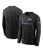 Nike Men's Black Baltimore Ravens 2024 Afc North Division Champions Locker Room Trophy Collection Long Sleeve T-Shirt