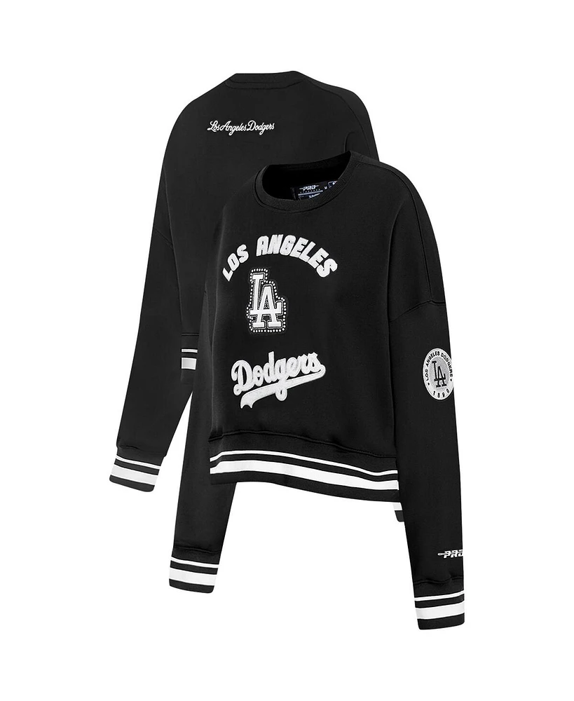Pro Standard Women's Black Los Angeles Dodgers Cultivated Pearl Cropped Pullover Sweatshirt