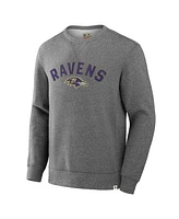 Fanatics Men's Heather Gray Baltimore Ravens Loop Terry Pullover Sweatshirt