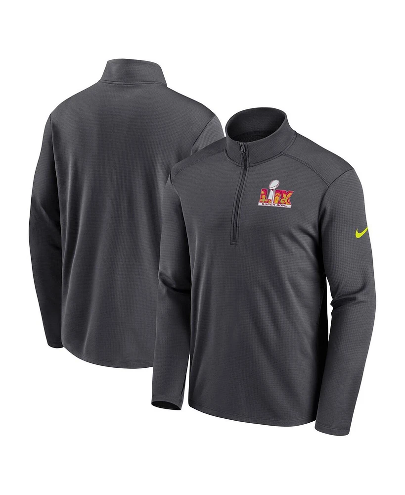 Nike Men's Anthracite Super Bowl Lix Pacer Performance Half-Zip Top