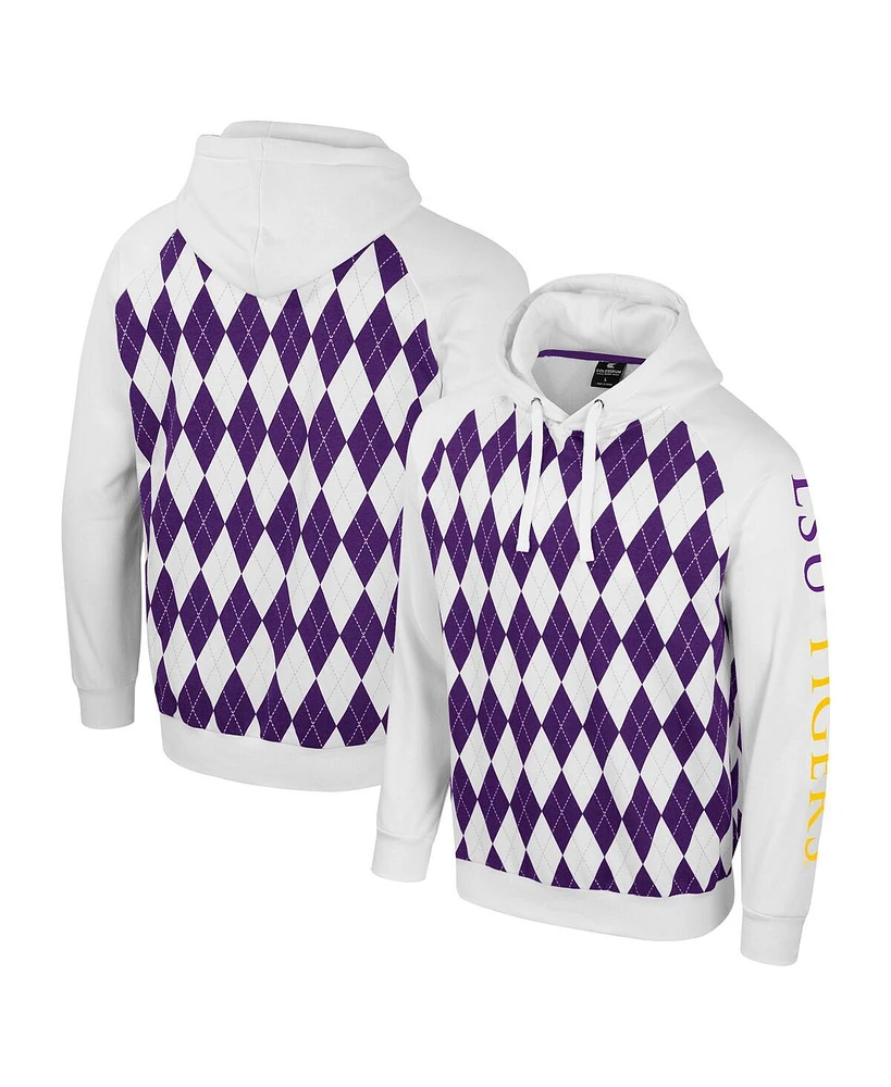 Colosseum Men's White Lsu Tigers The Dealio Raglan Pullover Hoodie