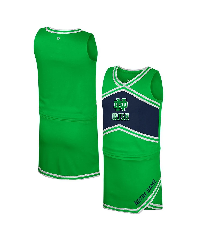 Colosseum Big Girls Green Notre Dame Fighting Irish Cheerleader Top Skirt Set