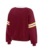 Wear by Erin Andrews Women's Burgundy Washington Commanders Lace-Up Pullover Sweatshirt