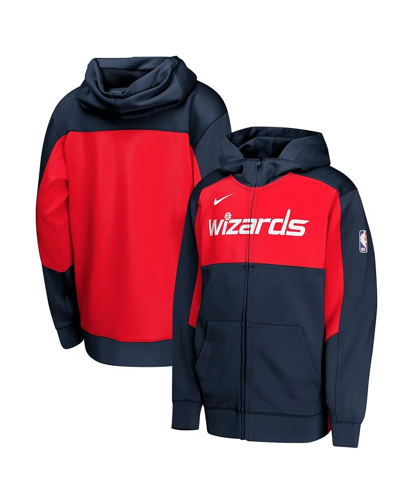 Nike Big Boys and Girls Navy/Red Washington Wizards Authentic On-Court Showtime Performance Full-Zip Hoodie