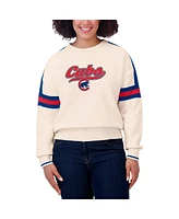 Wear by Erin Andrews Women's Cream Chicago Cubs Stripe Pullover Sweater